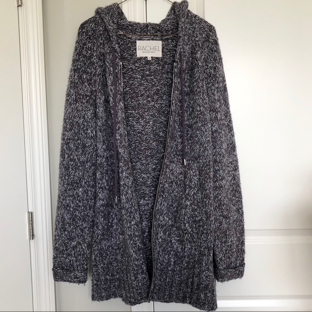 Rachel Roy Hooded Heather Purple Sweater Size M to large